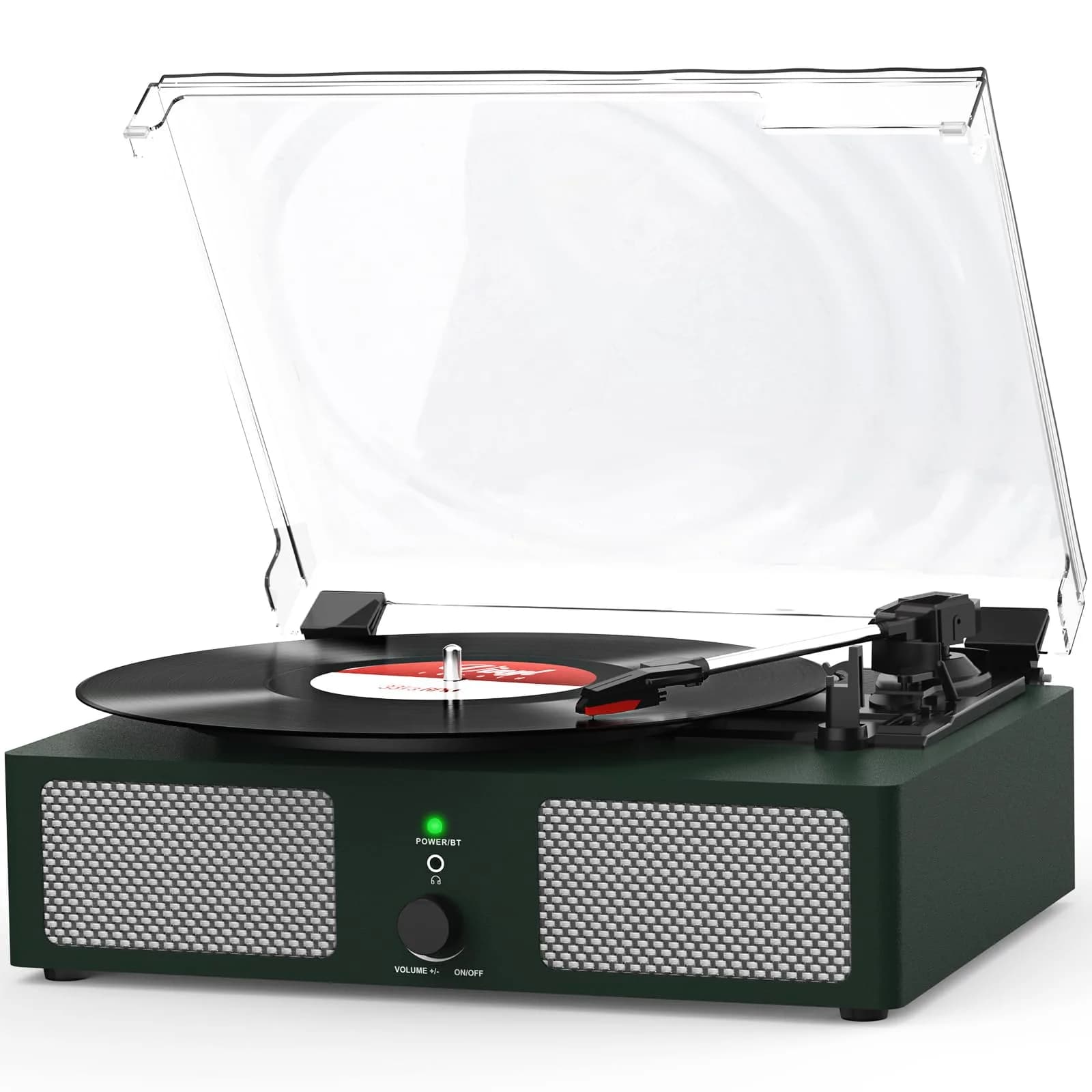 Udreamer Green Belt Drive Turntable with Speakers & USB | 3-Speed Vinyl Record Player