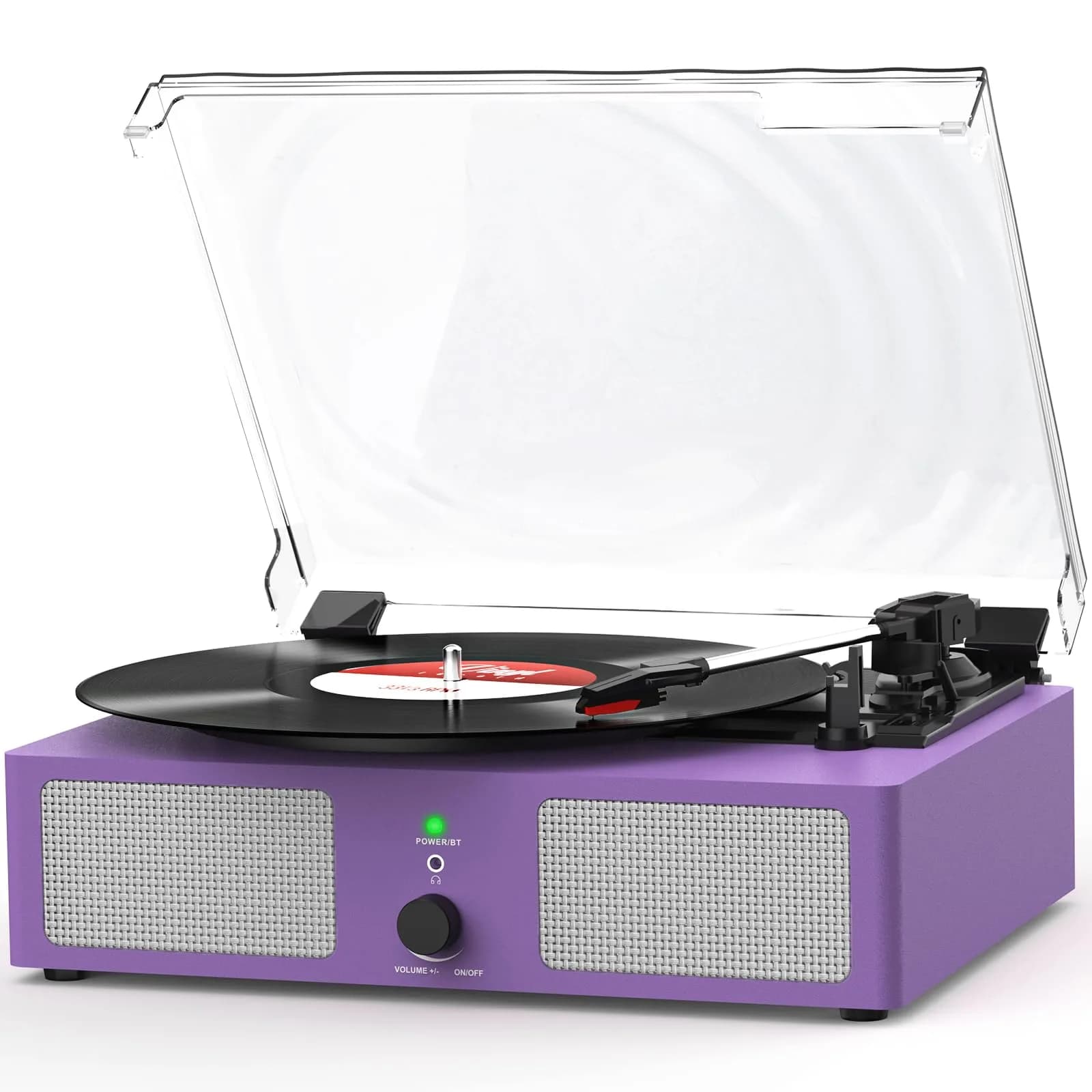 Udreamer Purple Vinyl Record Player with Built-in Speakers & Bluetooth, 3-Speed Belt Drive, 32.5cm (12.8") | Imported for India