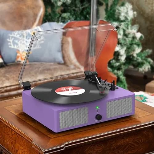 Udreamer Purple Vinyl Record Player with Built-in Speakers & Bluetooth, 3-Speed Belt Drive, 32.5cm (12.8") | Imported for India thumbnail 9