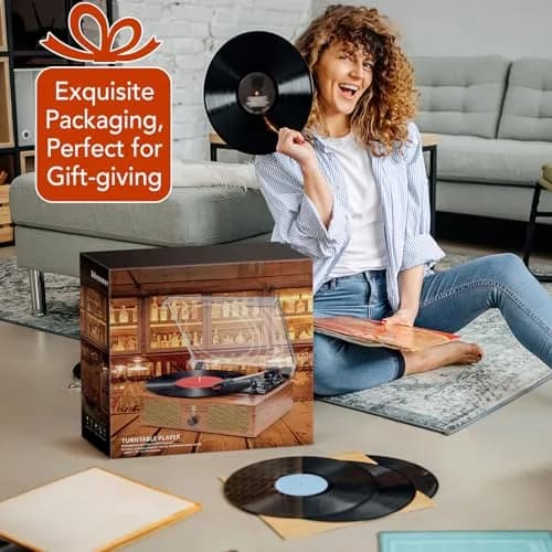 Udreamer White Vinyl Record Player with Speakers & USB | Belt Drive, 3 Speeds, Bluetooth thumbnail 8