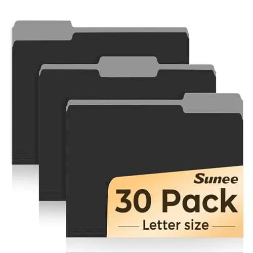SUNEE Colored File Folders, 30 Pack Black Manila Folders 8.5 x 11 | Value Pack for Office, School, Home thumbnail 1