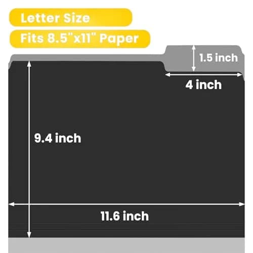 SUNEE Colored File Folders, 30 Pack Black Manila Folders 8.5 x 11 | Value Pack for Office, School, Home thumbnail 2