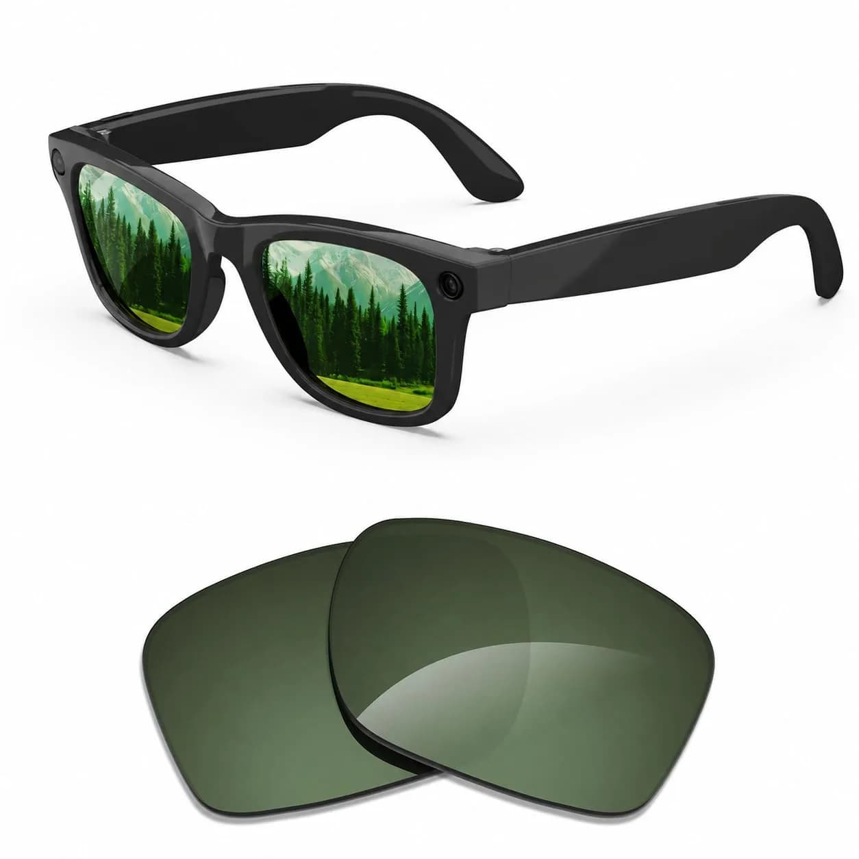MAKCPOIMER Polarized Replacement Lenses for Ray-Ban Meta Wayfarer RW4006/RW4012 50mm & RW4008/RW4012 53mm | Enhanced Clarity & UV Protection — Green / Large 53mm(Gen1 RW4008/Gen2 RW4012)
