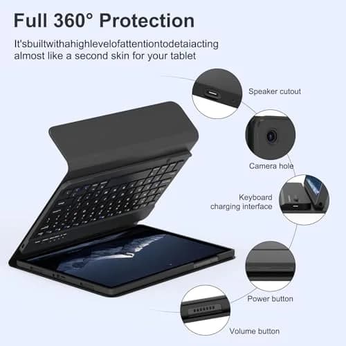 MMK Keyboard Case for Samsung Galaxy Tab A11+ / A9+ | 11 Inch, Black, Detachable Keyboard thumbnail 5