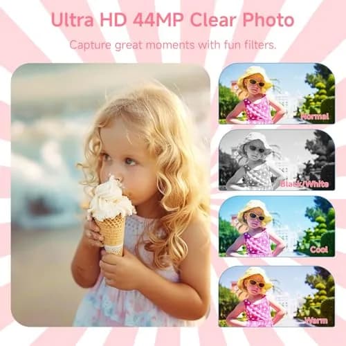 SMARTKLIK Pink Digital Camera FHD 4K 44MP | 2.8 inch LCD, 16x Digital Zoom, 64GB SD Card Included thumbnail 4