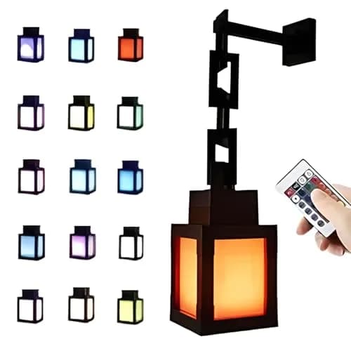 Bivpreom Pixelated Lantern Night Light 15cm (6") Black | 16 Colors USB Rechargeable Remote Control thumbnail 1