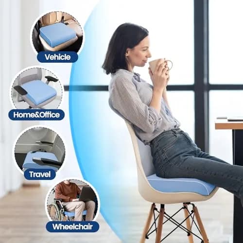 SweetSlubr Memory Foam Seat Cushion | 48cm x 43cm (19"x17") Tailbone Pain Relief thumbnail 5