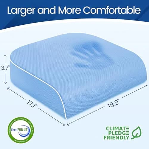 SweetSlubr Memory Foam Seat Cushion | 48cm x 43cm (19"x17") Tailbone Pain Relief thumbnail 2