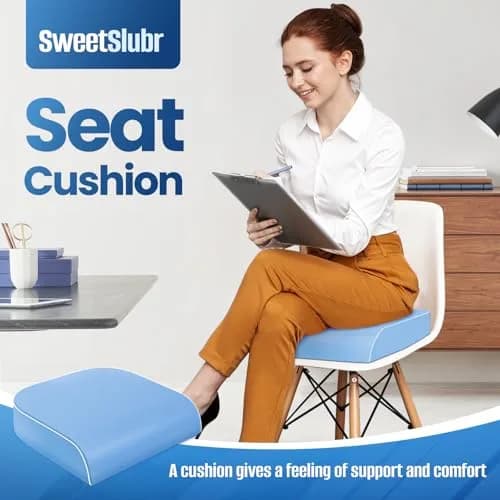 SweetSlubr Memory Foam Seat Cushion | 48cm x 43cm (19"x17") Tailbone Pain Relief thumbnail 3