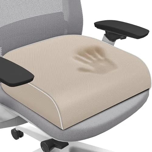 SweetSlubr Memory Foam Seat Cushion X-Large Beige | Tailbone Pain Relief & Posture Support thumbnail 1