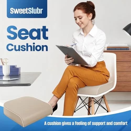 SweetSlubr Memory Foam Seat Cushion X-Large Beige | Tailbone Pain Relief & Posture Support thumbnail 3