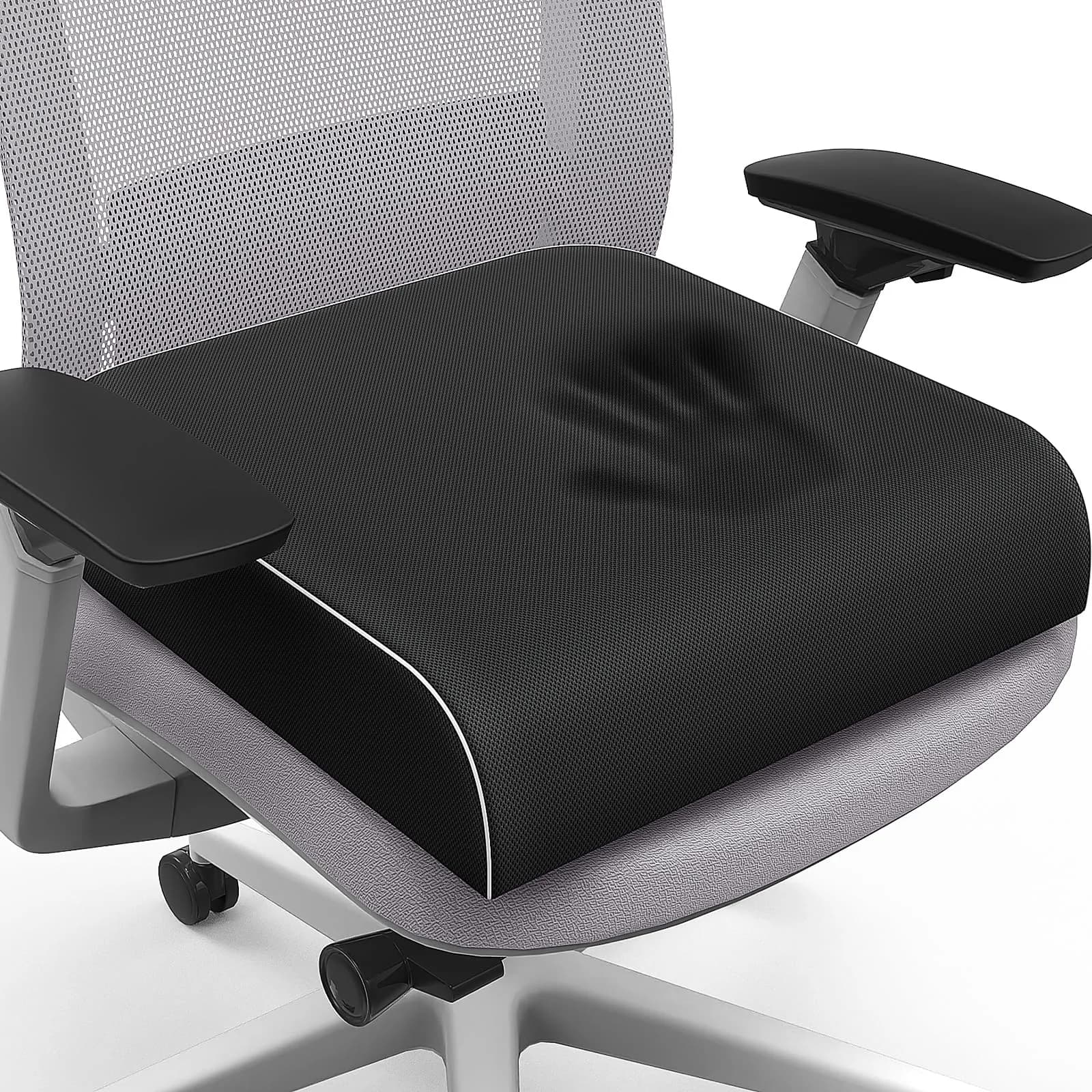 SweetSlubr Memory Foam Seat Cushion 48cm (19") x 43cm (17") | Tailbone Pain Relief for Office Chairs & Cars