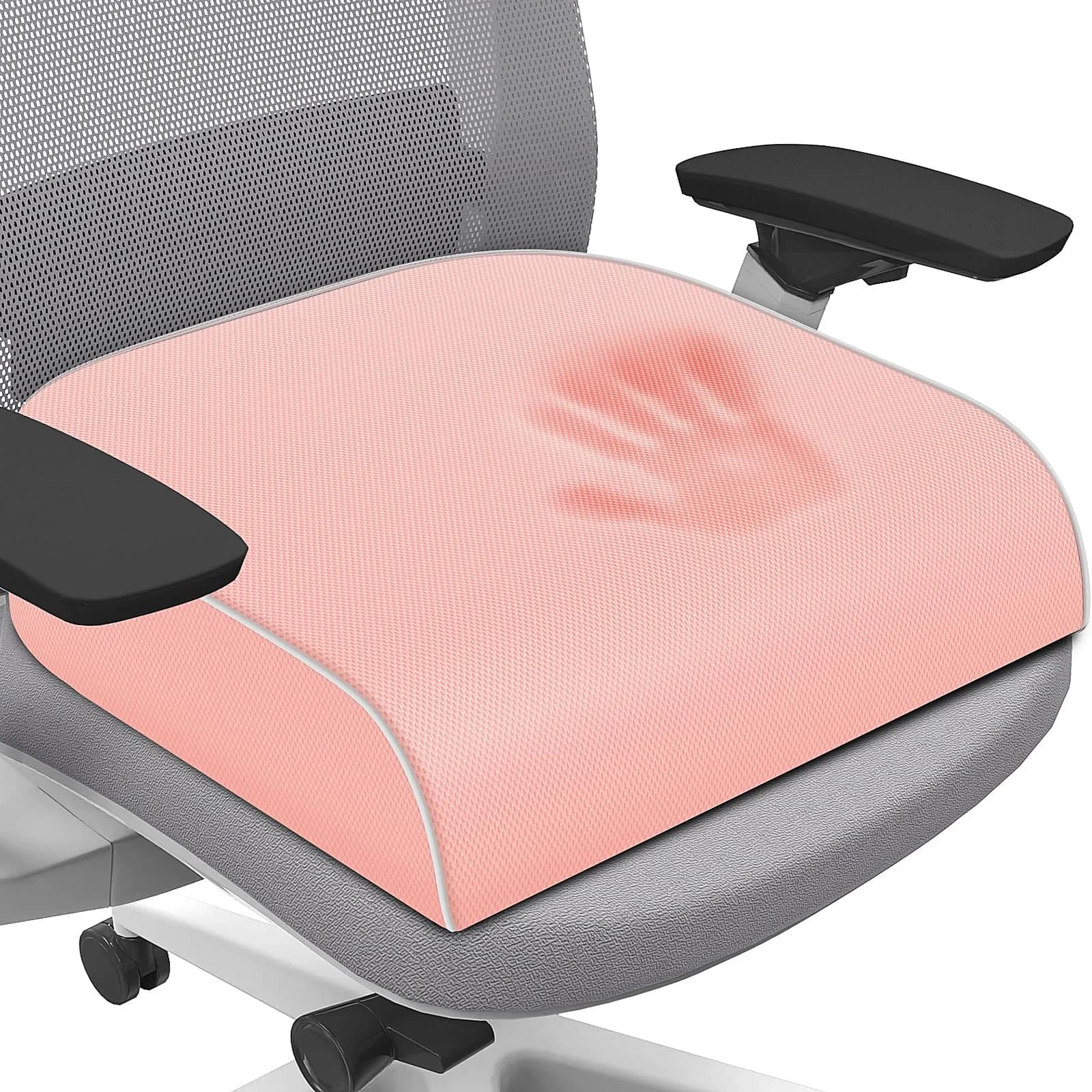 SweetSlubr Memory Foam Seat Cushion for Tailbone Pain Relief, X-Large 48cm (19"x17") Pink | Ergonomic Office Chair Pad for Comfort