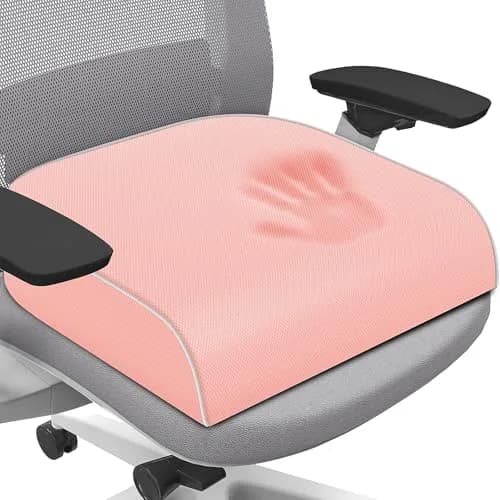 SweetSlubr Memory Foam Seat Cushion for Tailbone Pain Relief, X-Large 48cm (19"x17") Pink | Ergonomic Office Chair Pad for Comfort thumbnail 1