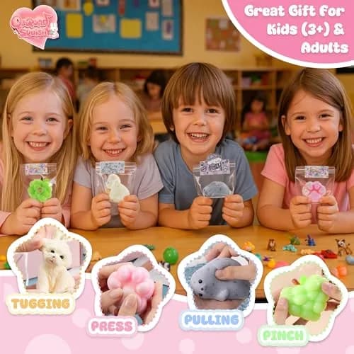 QCROAD SQUISHY Silicone Squishy Animals 4-Pack | Handmade Cute Squishy-Puppy, Seal, Cat Paw & Grape thumbnail 6