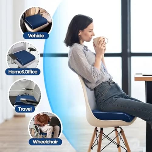 SweetSlubr Large Tailbone Pain Relief Seat Cushion | Ergonomic Memory Foam Chair Pad thumbnail 6