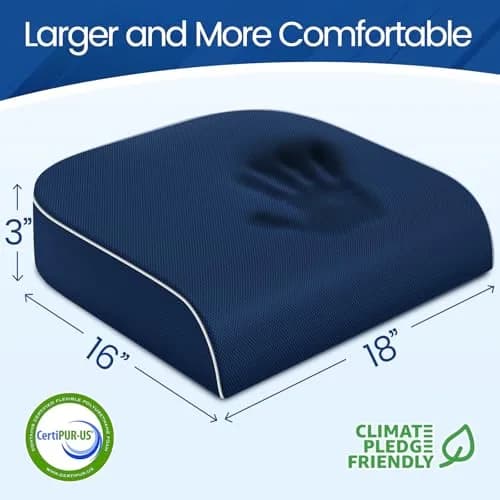SweetSlubr Large Tailbone Pain Relief Seat Cushion | Ergonomic Memory Foam Chair Pad thumbnail 2