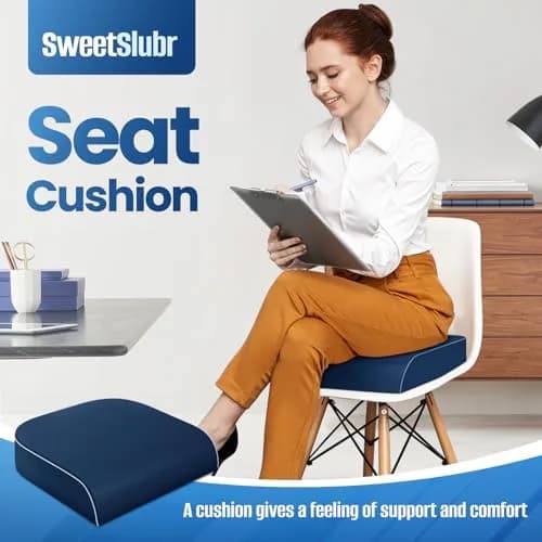 SweetSlubr Large Tailbone Pain Relief Seat Cushion | Ergonomic Memory Foam Chair Pad thumbnail 3