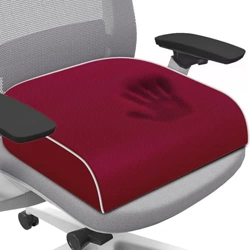 SweetSlubr Memory Foam Seat Cushion X-Large Red | Tailbone Pain Relief for Office Chairs, Cars, Airplanes thumbnail 1