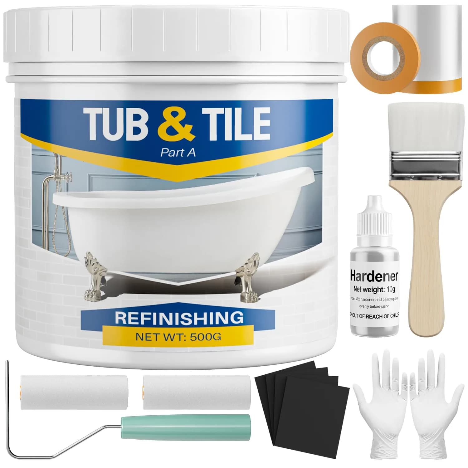 IRONABLE Tub and Tile Paint Refinishing Kit, 17oz White | Easy DIY Bathroom & Kitchen Renovation