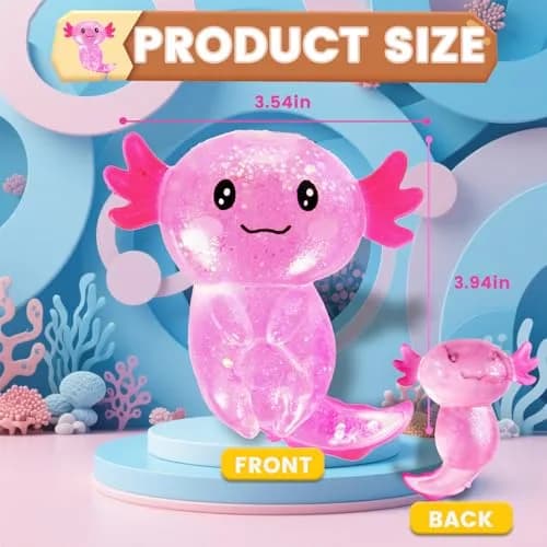 Puffwize Pink Axolotl Squishy Stress Toy | Non-Toxic & BPA-Free for Kids 3-6 thumbnail 3