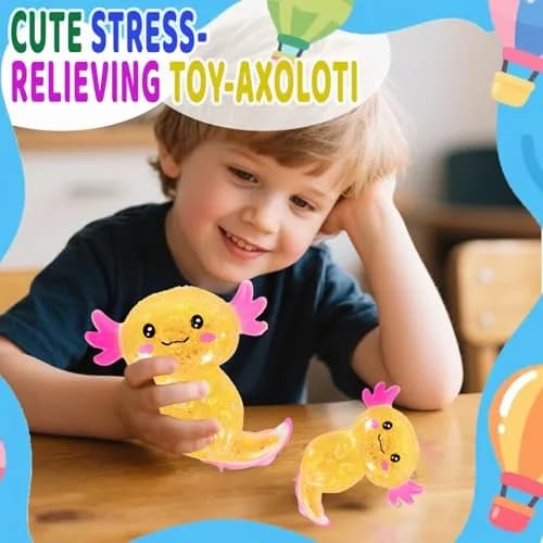 Puffwize Orange Axolotl Squishy Stress Relief Toy | ASTM-Tested Non-Toxic TPR for Kids & Adults thumbnail 5