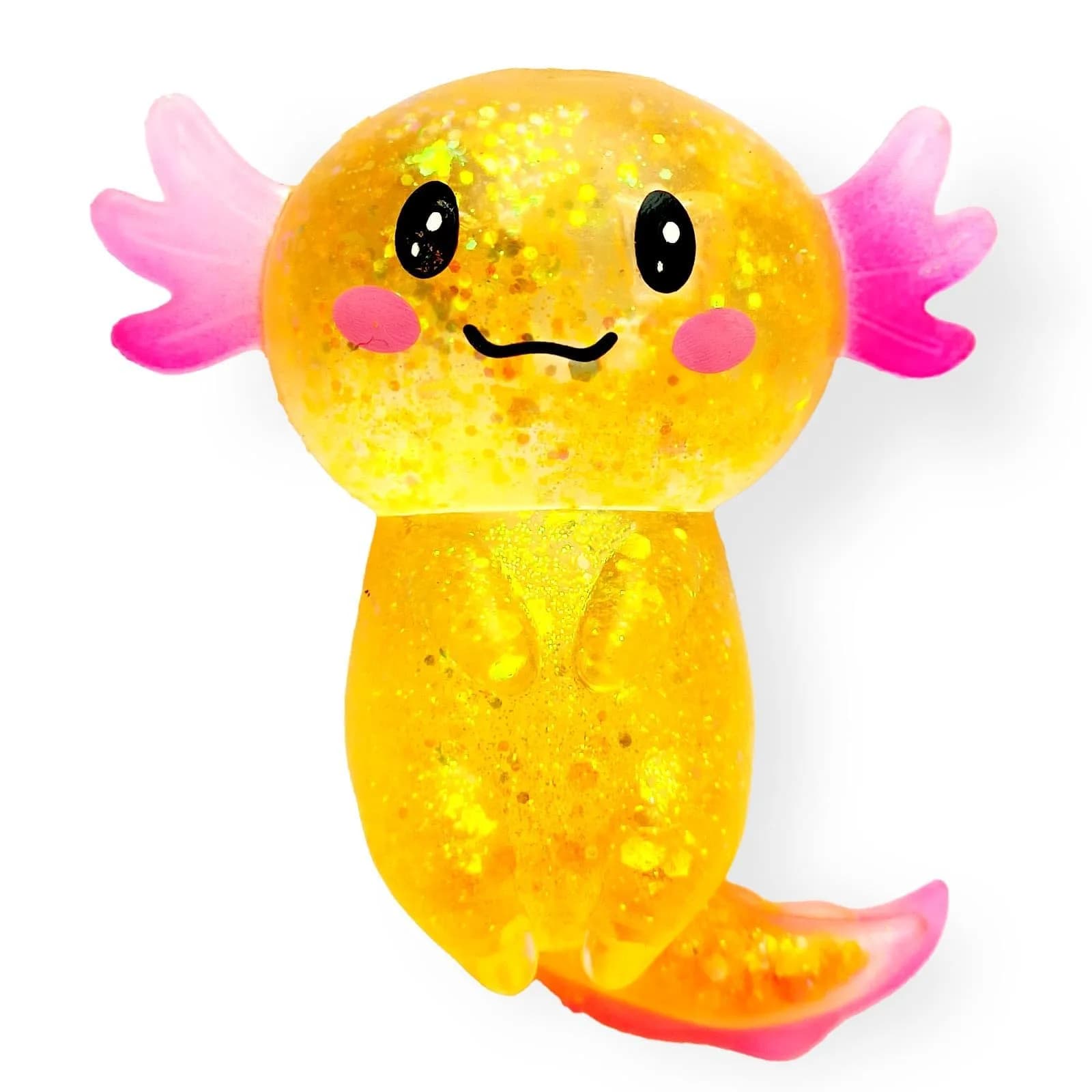 Puffwize Axolotl Squishy Toy Squeeze Stress Ball 9.5cm (3.74") | Non-Toxic Sensory Toy for Kids & Adults — Orange