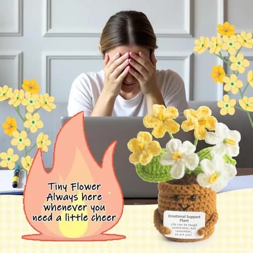 MS ZHENQIAO Forget-Me-Not Crochet Flower Potted Plant Gift | Positive Affirmation Decor thumbnail 5