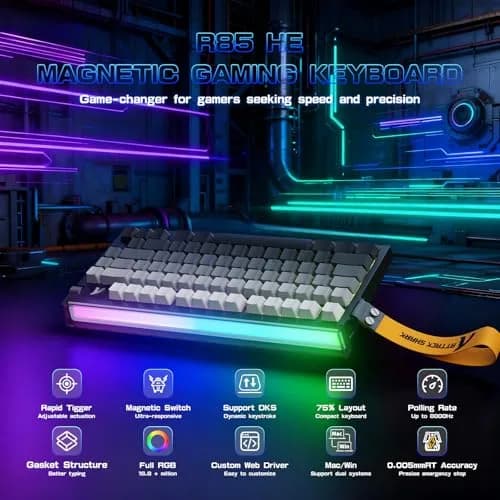 MAMBASNAKE ATTACK SHARK R85 HE Hall Effect Gaming Keyboard 75% | Rapid Trigger & 8KHz Polling thumbnail 2