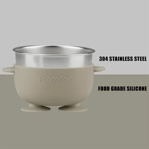 PandaEar Baby Feeding Set | Stainless Steel Plates & Bowls with Silicone Utensils | Toddler Tableware for Self-Feeding thumbnail 5