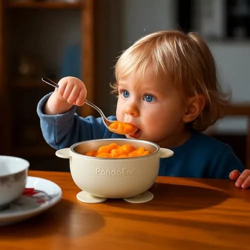 PandaEar Baby Feeding Set | Stainless Steel Plates & Bowls with Silicone Utensils | Toddler Tableware for Self-Feeding thumbnail 8