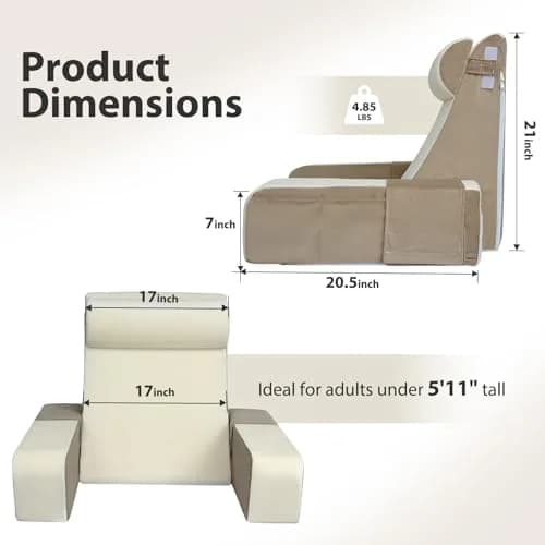 Vekkia 21" Reading Pillow for Bed with XL Side Pockets | Supportive Wedge Backrest for Adults thumbnail 8