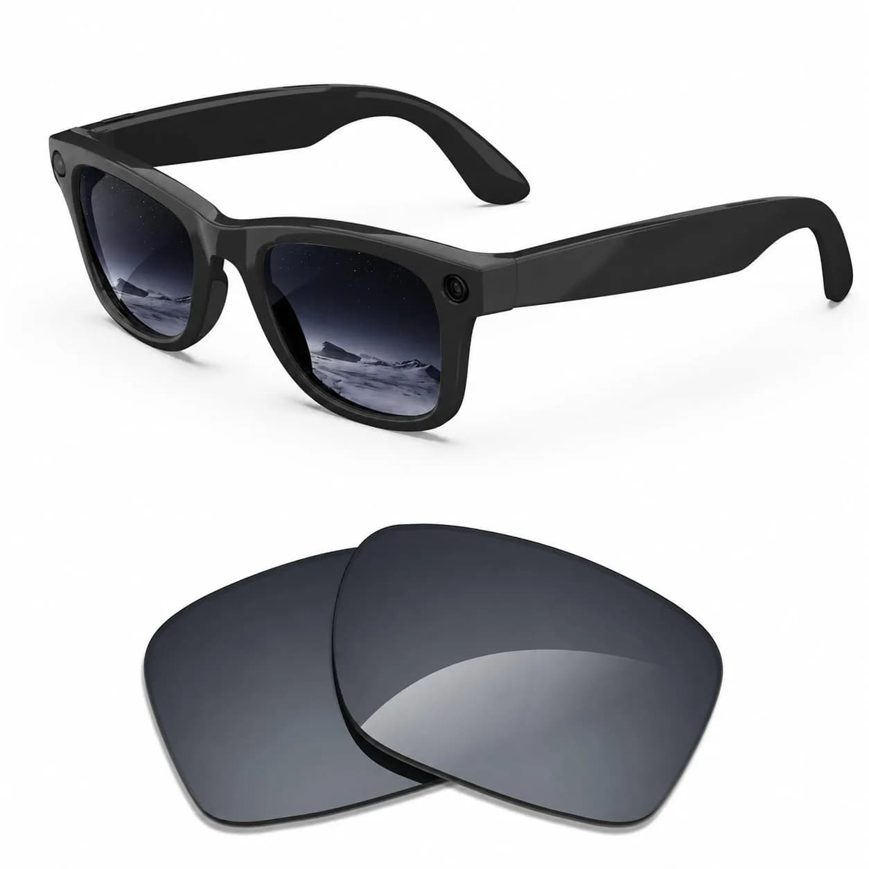 MAKCPOIMER Gray Polarized Replacement Lenses for Ray-Ban Meta Wayfarer 50mm | Accurate Fit & Full UV Protection - main product image