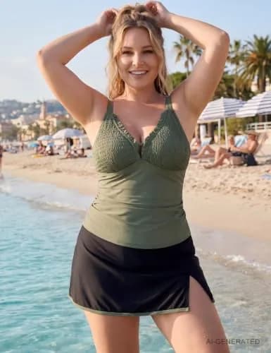 BMJL Womens Tankini Bathing Suits Tummy Control Swimsuit with Skirt | Modest, High Waisted, Supportive Fit thumbnail 4