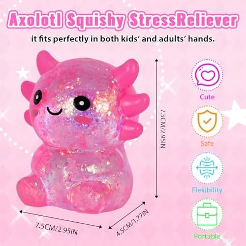 Puffwize Axolotl Squishy Toy 7.5cm | Stress Relief Fidget Toy for Kids & Adults thumbnail 3