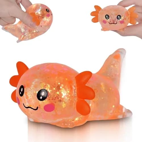 Puffwize Axolotl Squishy Toy Medium Orange | Slow Rising Fidget Toy for Stress Relief thumbnail 1