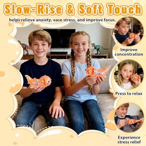 Puffwize Axolotl Squishy Toy Medium Orange | Slow Rising Fidget Toy for Stress Relief thumbnail 5