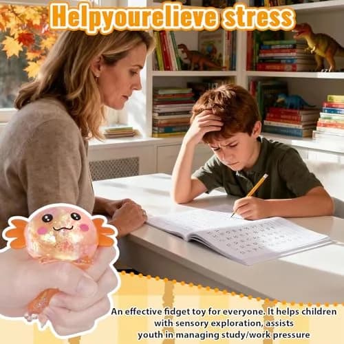 Puffwize Axolotl Squishy Toy Medium Orange | Slow Rising Fidget Toy for Stress Relief thumbnail 6