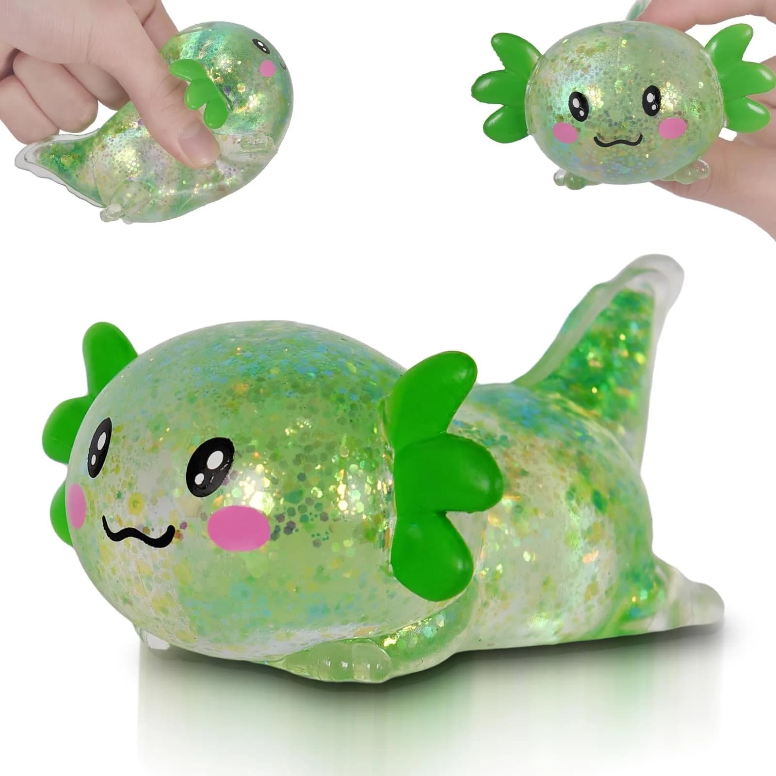Puffwize Axolotl Squishy Toy 7.5cm | Stress Relief Fidget Toy for Kids & Adults — Proneaxolotl-green