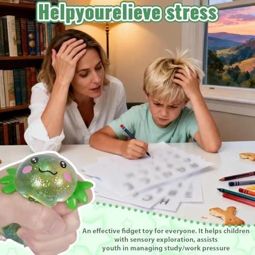Puffwize Axolotl Squishy Toy | Stress Relief Fidget Toy for Kids & Adults (Green) thumbnail 6