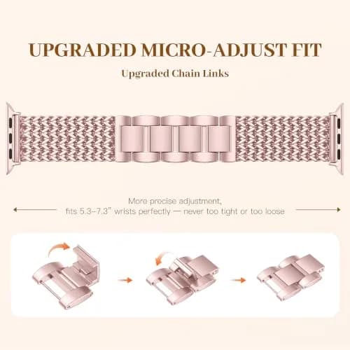 SNBLK Metal Band Compatible with Rose Gold Apple Watch Bands for Women 40mm 41mm 42mm 38mm 44mm 45mm 46mm | Dressy Link Bracelet thumbnail 2