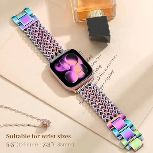 SNBLK Metal Watch Band Compatible with Apple Watch Series 1-11 & Ultra | Dressy Stainless Steel Link Bracelet for Women & Men thumbnail 5