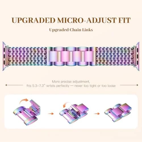 SNBLK Metal Watch Band Compatible with Apple Watch Series 1-11 & Ultra | Dressy Stainless Steel Link Bracelet for Women & Men thumbnail 2