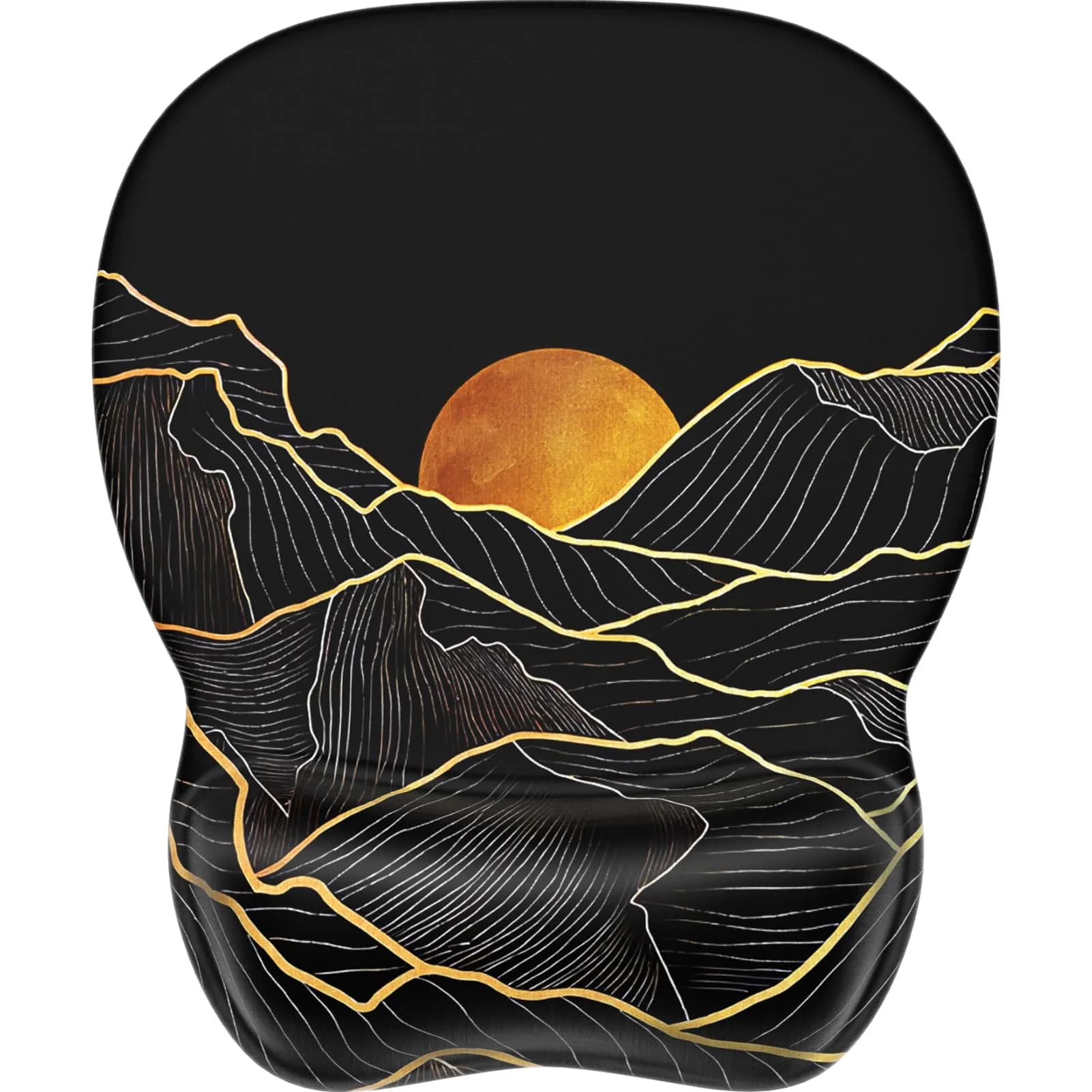 MROCO Ergonomic Mouse Pad with Gel Wrist Rest, 24cm x 20.5cm (9.4 x 8.1 in) | Golden Rise Pattern