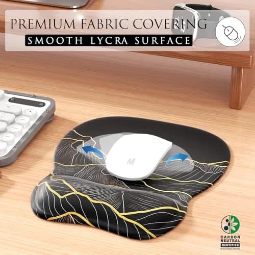 MROCO Ergonomic Mouse Pad with Gel Wrist Rest, 24cm x 20.5cm (9.4 x 8.1 in) | Golden Rise Pattern thumbnail 2