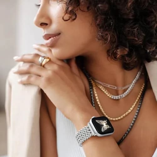 SNBLK Metal Band Compatible with Apple Watch Series 11/10/9/8/7/6/5/4/3/2 40mm-49mm | Dressy Stainless Steel Link Bracelet thumbnail 7