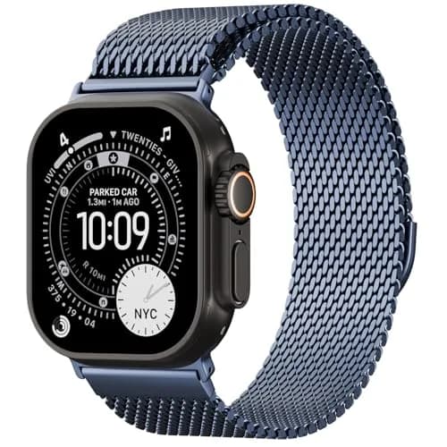 Steezrd Magnetic Milanese Loop Band Compatible with Apple Watch 38mm-49mm | Blue Stainless Steel Metal Strap for Series 1-11, Ultra 1-3 thumbnail 1