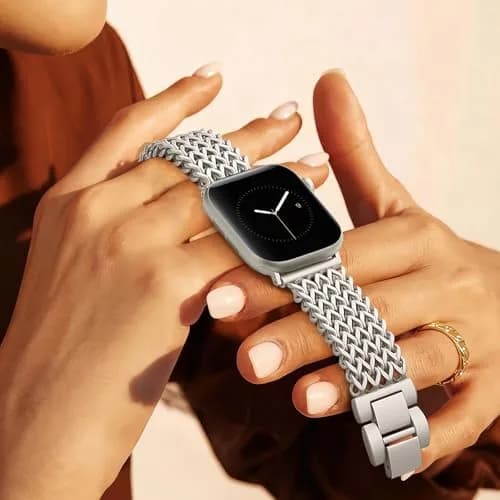 SNBLK Metal Band Compatible with Apple Watch Series 1-11 & SE 40mm-46mm | Dressy Stainless Steel Link Bracelet for Women thumbnail 9