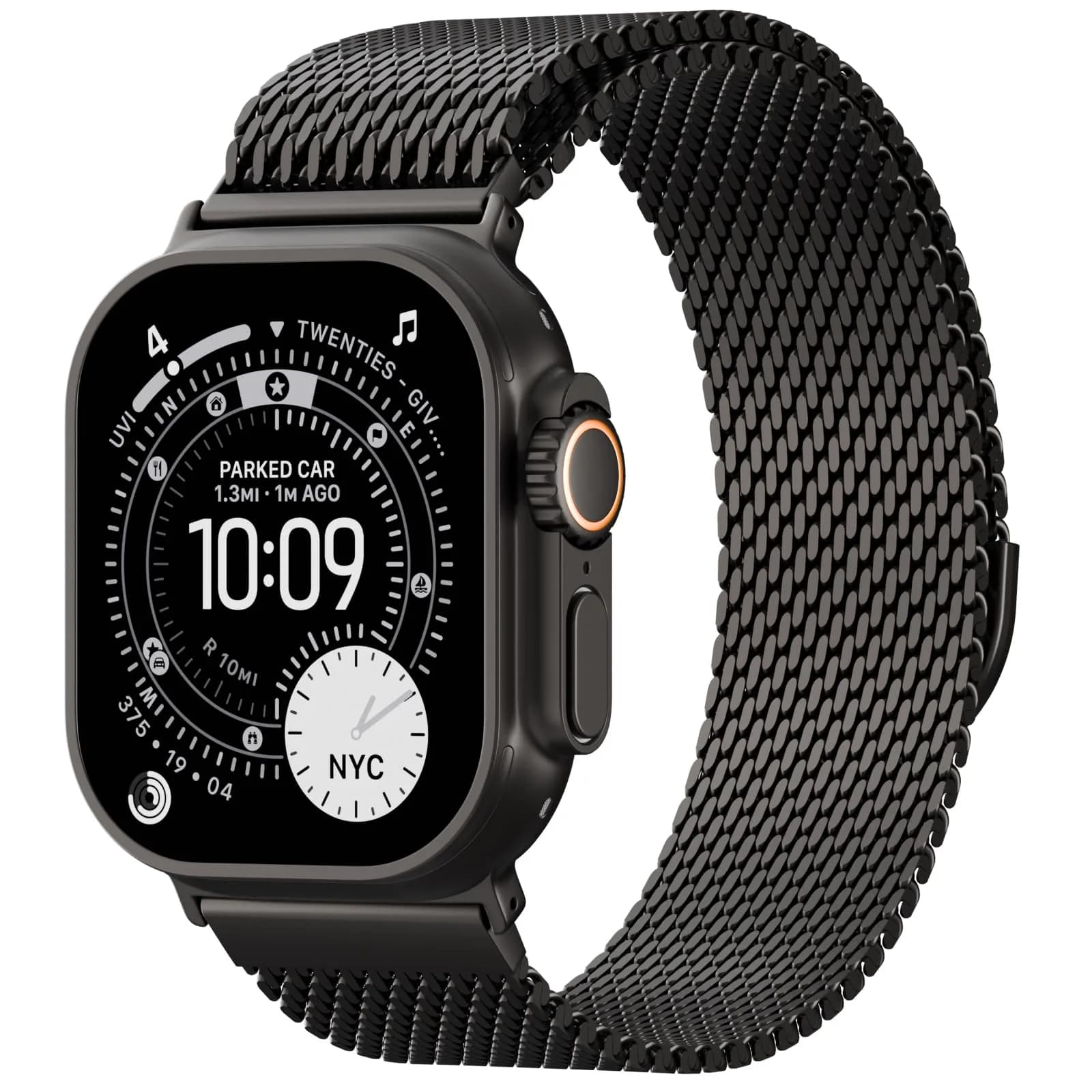 Steezrd Magnetic Mesh Milanese Loop Compatible with Apple Watch 49mm 46mm 45mm 44mm 42mm 41mm 40mm 38mm | Stainless Steel Strap — Black / 49/46/45/44/42mm(series 3-1)