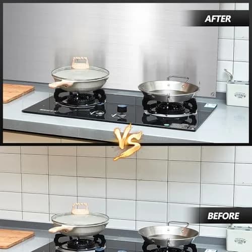 Yaocom Stainless Steel Backsplash 76x30 cm (30x12 Inch) | Brushed Finish for Kitchen Walls thumbnail 4